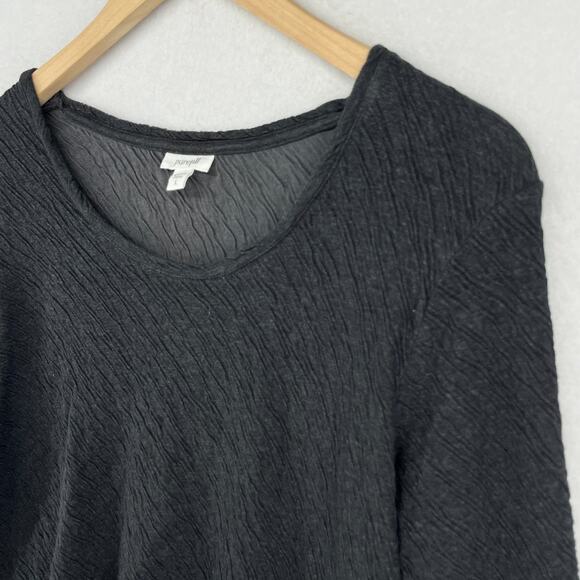 PURE JILL Top L Textured Crinkle Tunic100% Cotton Jersey Tunic Tee Gray - Picture 6 of 15